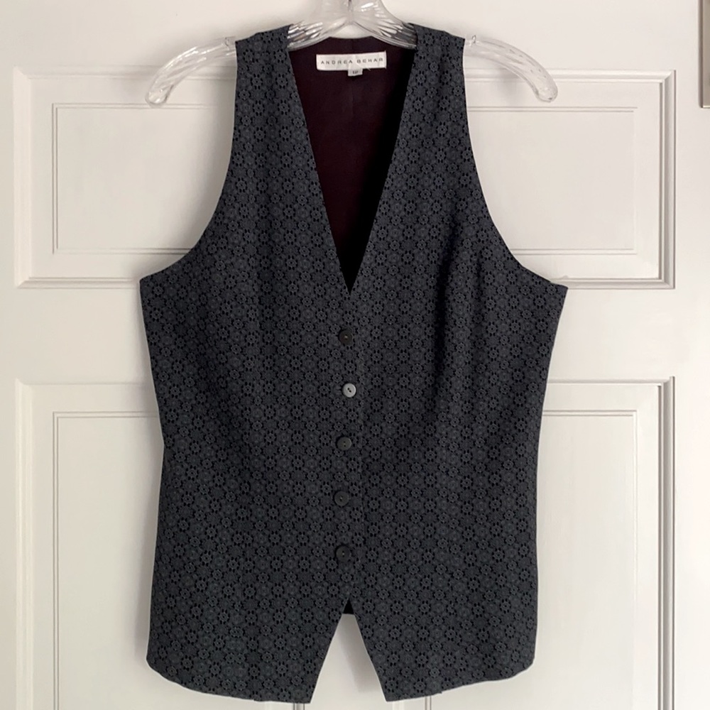 Andrea Behar Designer Button Down Fully Lined Ves… - image 1